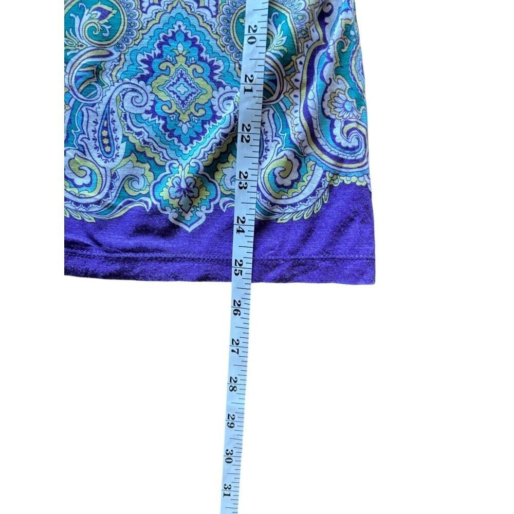 Chico's WOmen's Border Paisley GiGi Top in a Multicolor Paisley Pattern with 3/4 - Picture 6 of 8